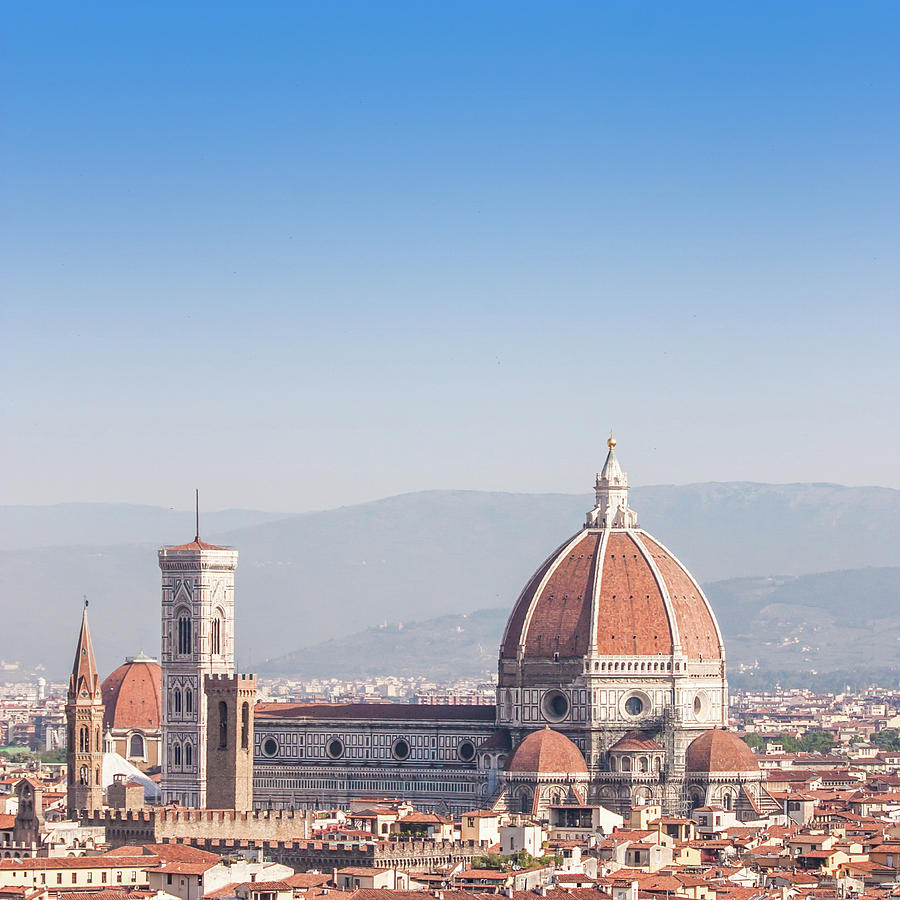 Florence Duomo view with blue sky - Italy Photograph by Paolo Modena
