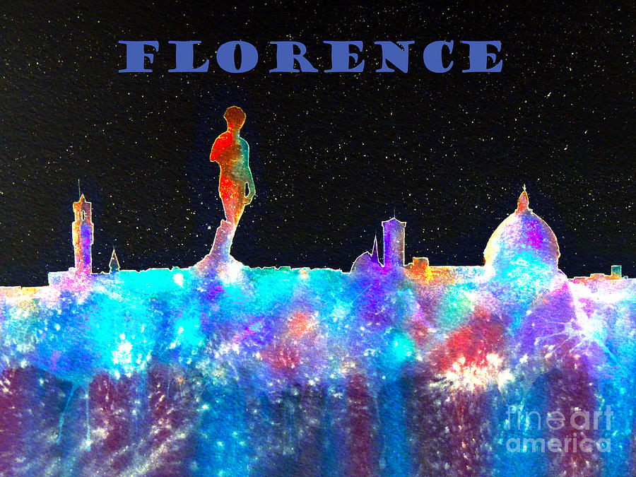 Florence Italy Skyline - Blue Banner Painting by Bill Holkham