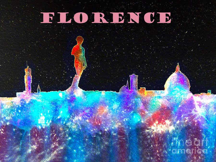 Florence Italy Skyline - Mauve Banner Painting by Bill Holkham
