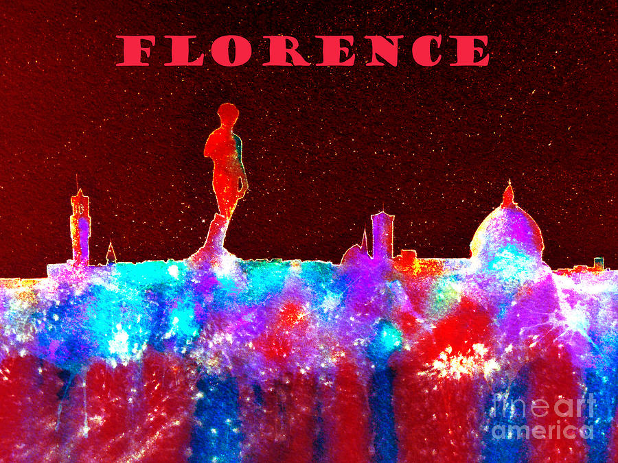 Florence Italy Skyline - Red Banner Painting by Bill Holkham