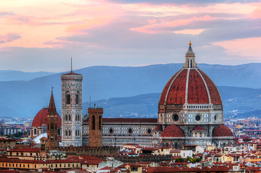 Florence, Italy sunset skyline. Cathedral of Saint Mary of the Flowers Photograph by Michal Bednarek