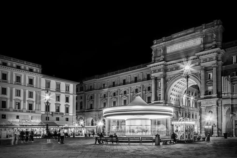 FLORENCE Piazza della Repubblica in the evening Photograph by Melanie Viola