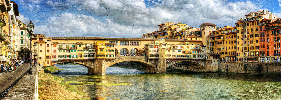 Florence -  Ponte Vecchio and Oltrarno from the northwestern bank - Vintage version Photograph by Weston Westmoreland
