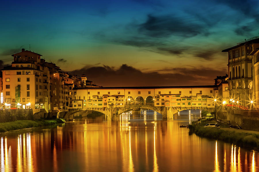 Architecture Photograph - FLORENCE Ponte Vecchio at Sunset by Melanie Viola