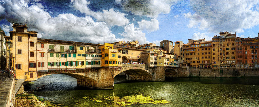 Florence -  Ponte Vecchio from the northwestern bank - Vintage Photograph by Weston Westmoreland