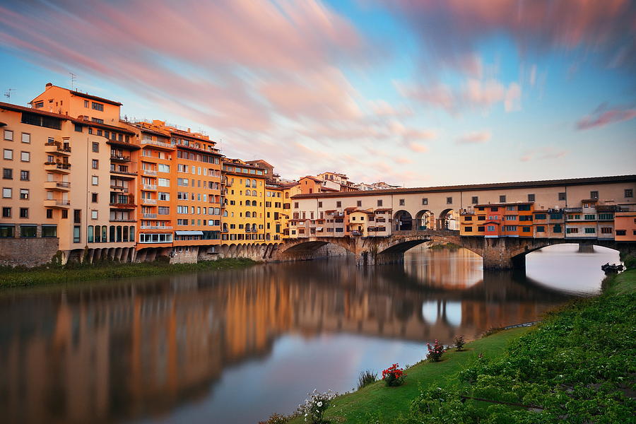 Florence Ponte Vecchio sunrise Photograph by Songquan Deng
