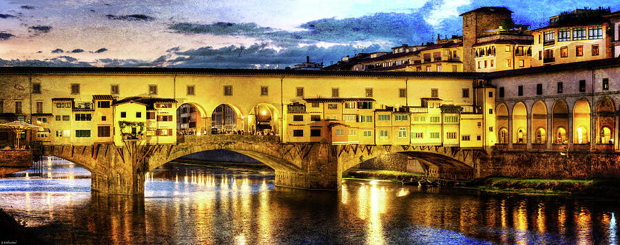 Florence - Ponte Vecchio sunset from the Oltrarno - Vintage version Photograph by Weston Westmoreland