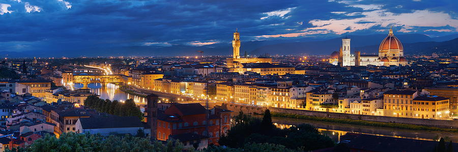 Florence skyline night panorama Photograph by Songquan Deng