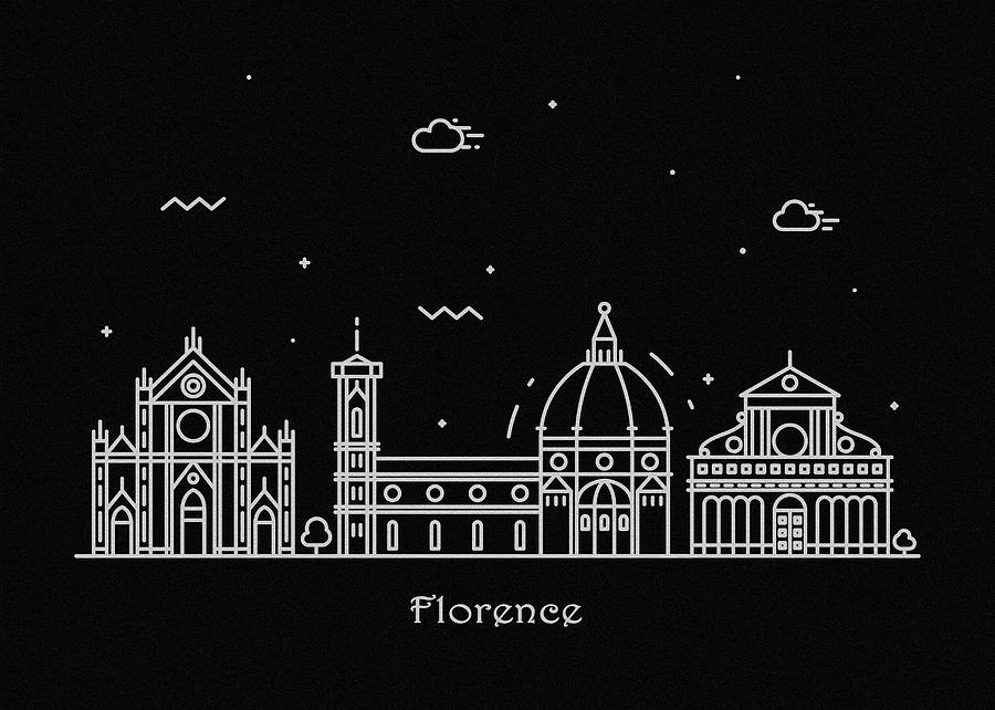 Florence Skyline Travel Poster Drawing by Inspirowl Design