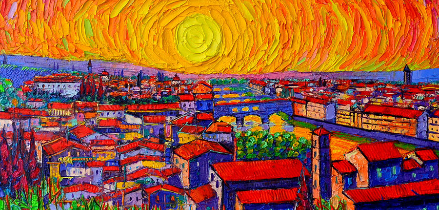 Bridge Painting - Florence Sunset 12 by Ana Maria Edulescu