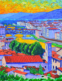 FLORENCE SUNSET work in progress 2 Painting by Ana Maria Edulescu