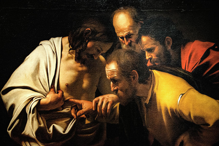 Florence, Tuscany, Italy, Uffizi Gallery, Caravaggio, The Incredulity of Saint Thomas Photograph by Curt Rush