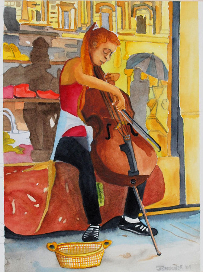 Florence with Cello Painting by Gerald Carpenter