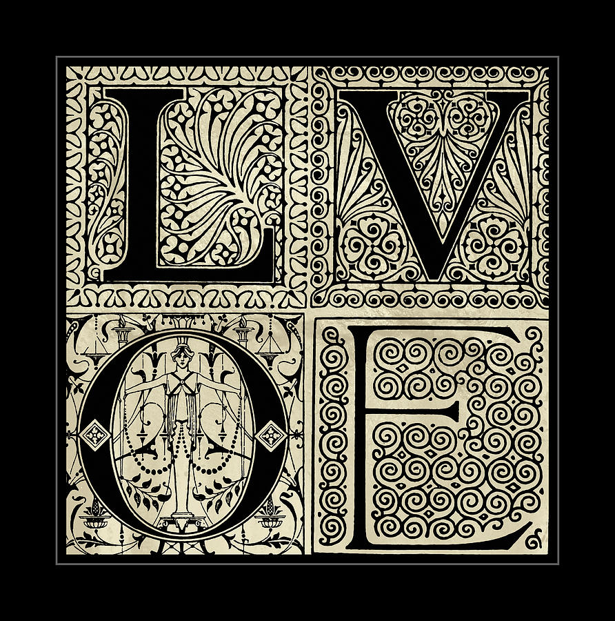 Love Letter Digital Art - Florid Ornamental Grunge Love by Georgiana Romanovna