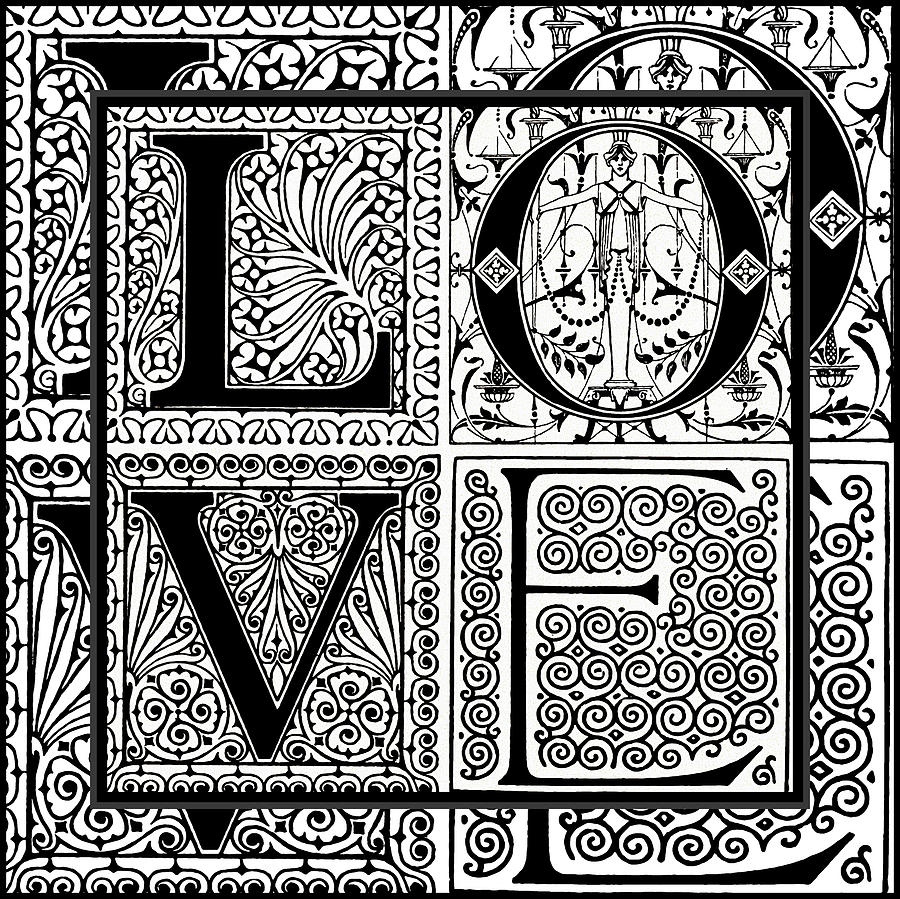 Love Letter Digital Art - Florid Ornamental Love Art  by Georgiana Romanovna