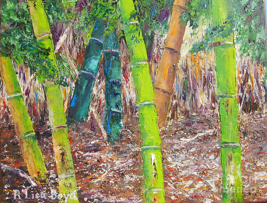 Florida Bamboo by Pallet Knife Painting by Lisa Boyd