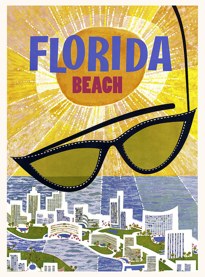 Summer Painting - Florida beach, shiny sun through sunglasses by Long Shot