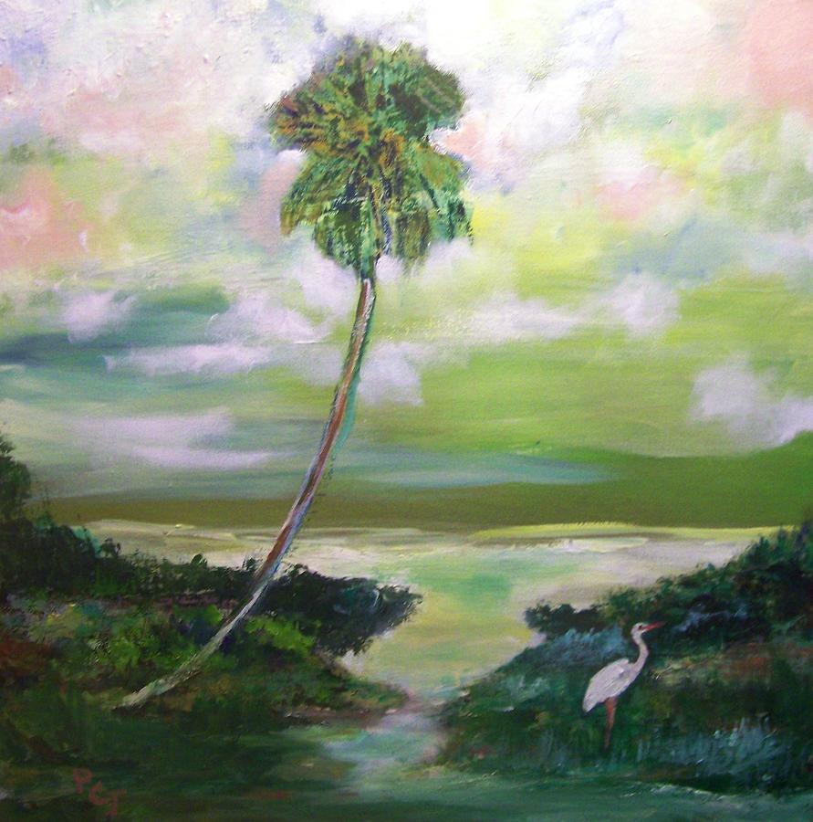 Heron Painting - Florida Coastal Marsh by Patricia Clark Taylor