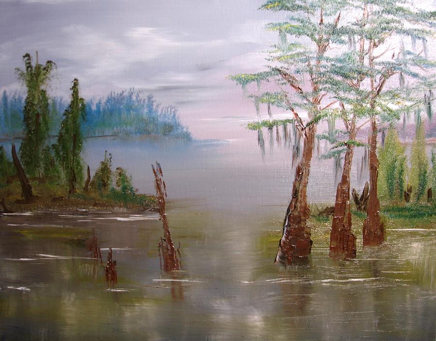 Landscape Painting - Florida Cypress by Larry Hamilton