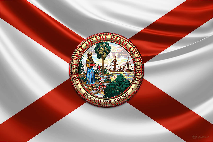 Florida Great Seal Over State Flag Digital Art By Serge Averbukh Pixels 0760