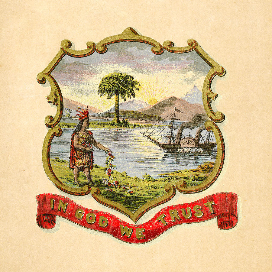 Florida Historical Coat of Arms circa 1876 Digital Art by Serge Averbukh
