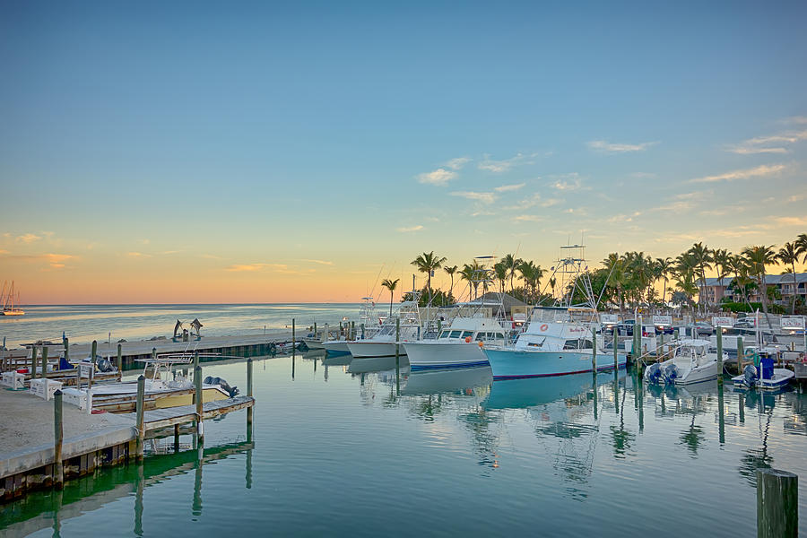 Florida Keys fishing boats in turquoise tropical blue water  Photograph by Alex Grichenko