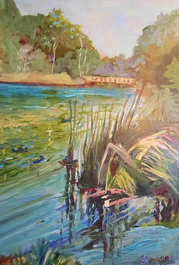Florida Lakeside Painting by Cheryl LaBahn Simeone