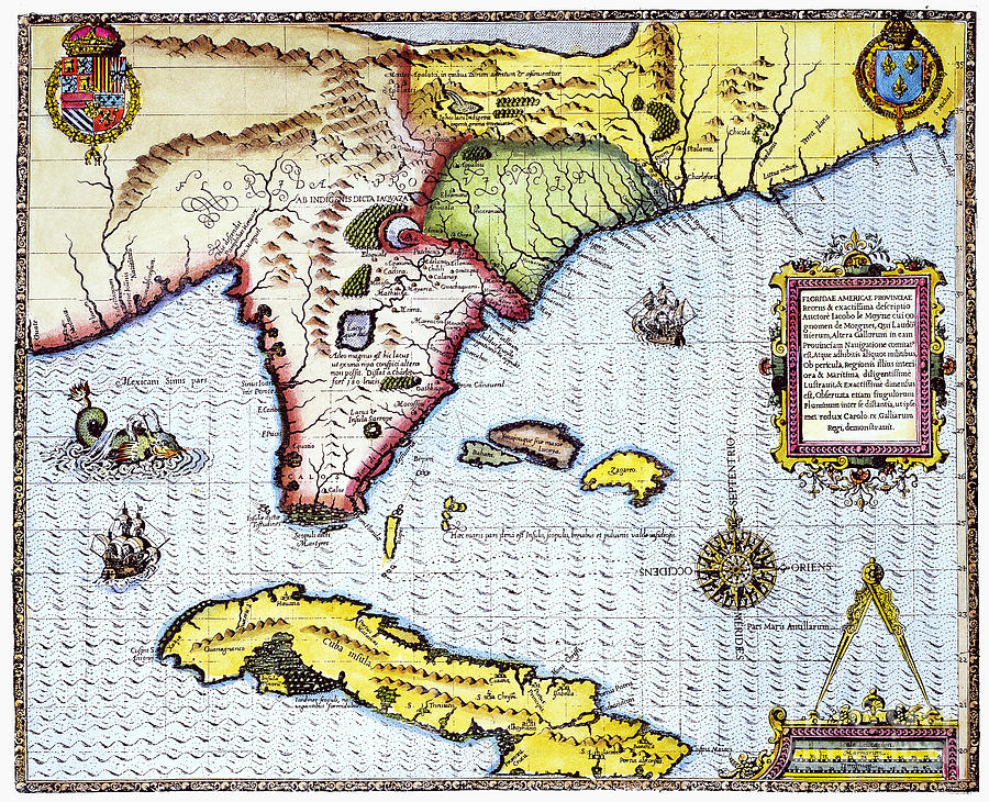 Florida: Map, 1591 Photograph by Granger