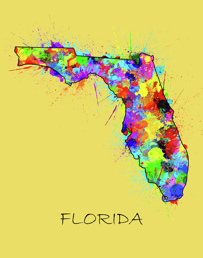Florida Map Digital Art - Florida Map Color Splatter 2 by Bekim M