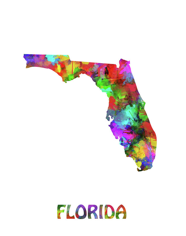 Florida Map Watercolor Digital - Florida Map Watercolor Bekim Art 