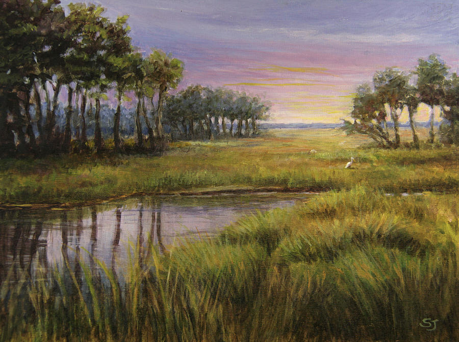 Florida Marsh Sunset Painting by Susan Jenkins