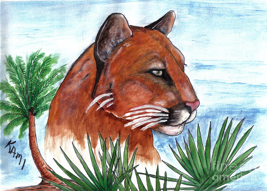 Florida Panther 2 Painting by Kami Catherman