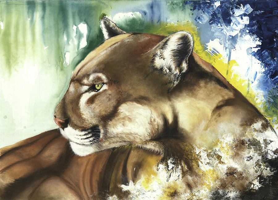 Abstract Mixed Media - Florida panther  by Anthony Burks Sr