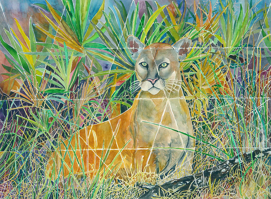 Florida Panther Painting by Karen Merry