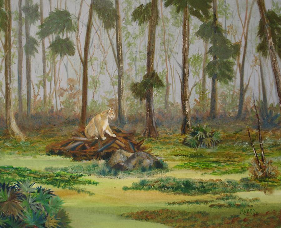 Florida Panther Painting by Susan Kubes