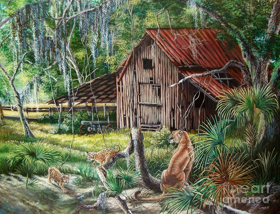 Nature Painting -  Florida Panther- The Fight for Survival by Daniel Butler