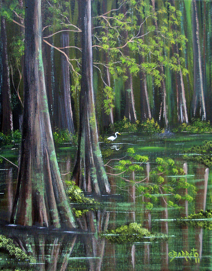 Florida River Painting by Gloria E Barreto-Rodriguez