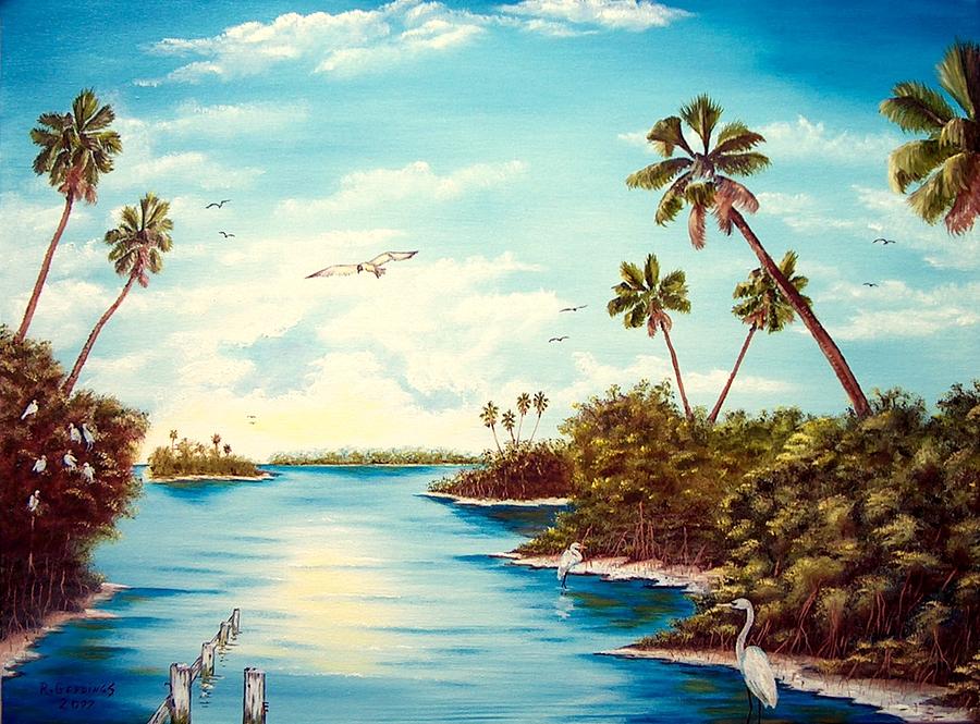 Egret Painting - Florida Rookery Bay by Riley Geddings