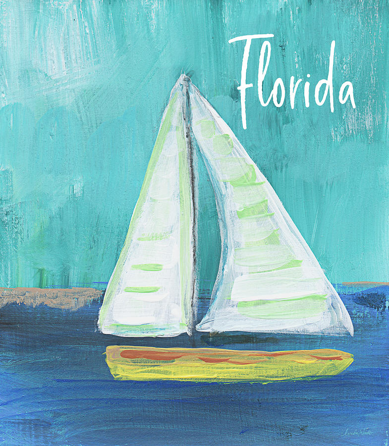 Florida Sailing 2- Art by Linda Woods Mixed Media by Linda Woods