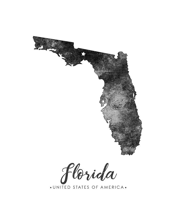 Florida State Map Art - Grunge Silhouette Mixed Media by Studio Grafiikka