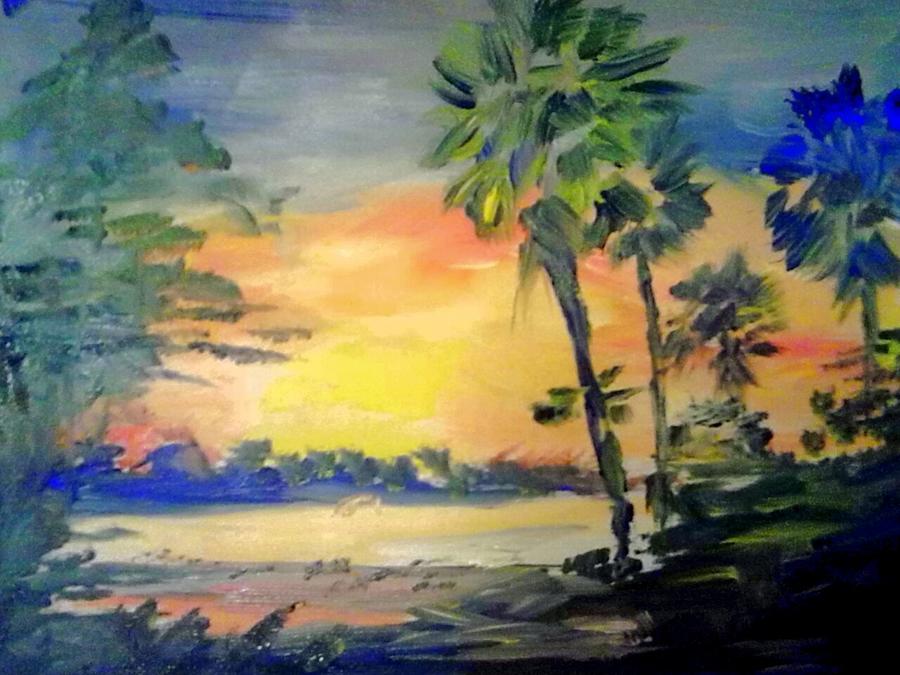 St Augustine Florida Painting - Florida sunrise over the Lagoon St Augustine,Florida  by Patricia Ducher