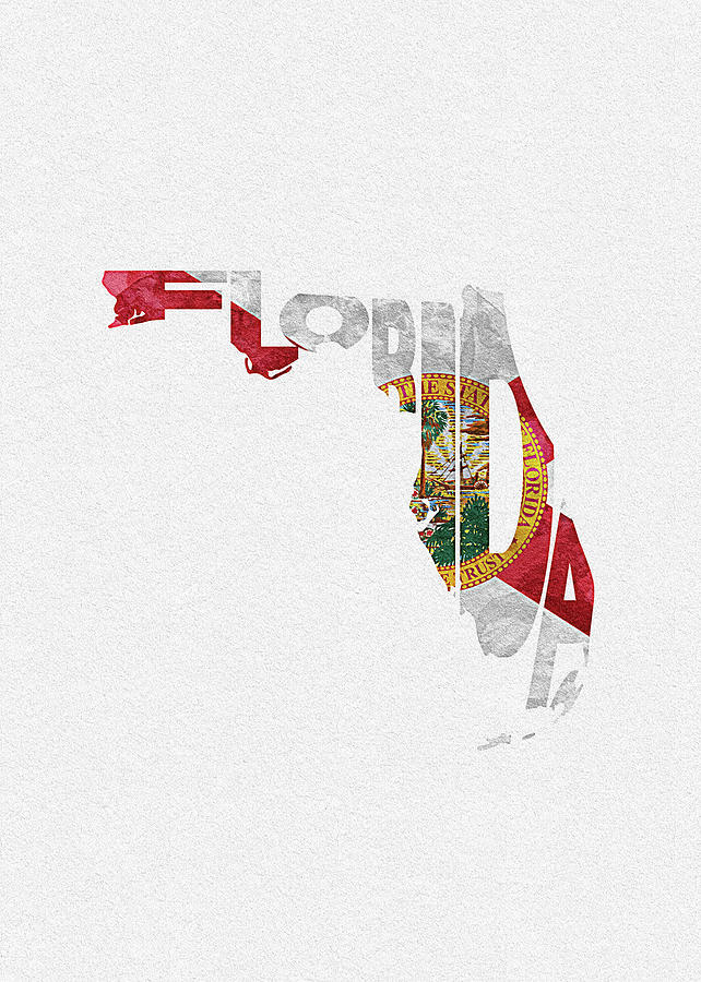 Florida Map Digital Art - Florida Typographic Map Flag by Inspirowl Design