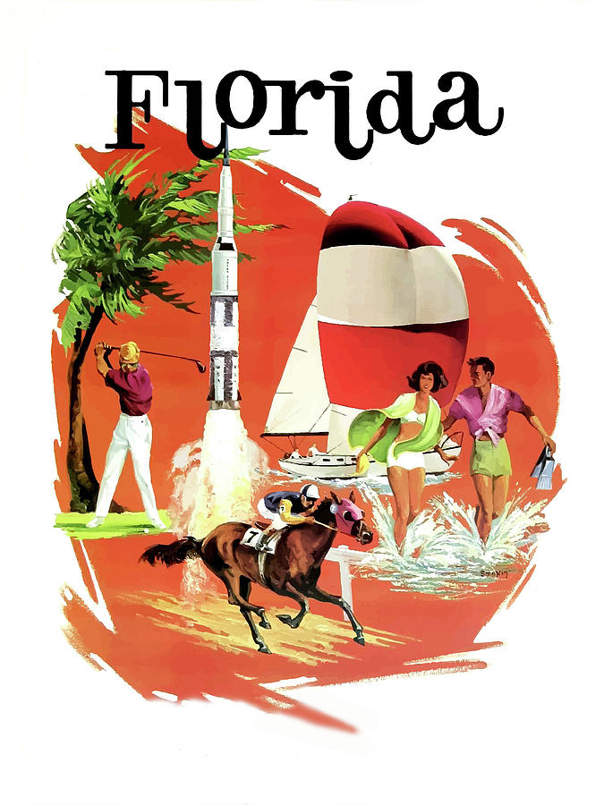 Florida, vintage travel poster Painting by Long Shot