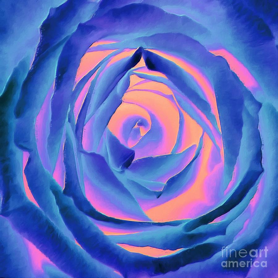 Flourescent Blue Rose Digital Art by Patricia Strand