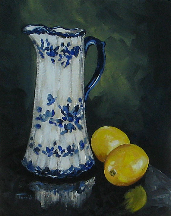 Flow Blue and Lemons  Painting by Torrie Smiley