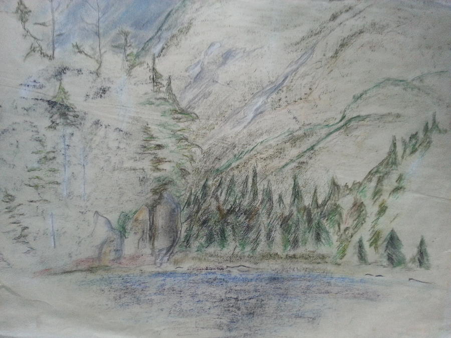 Flowed Lands at Avalanche Pass Drawing by Janet Lipp