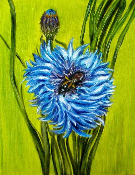 Floral Painting - Flower and Bee oil painting by Natalja Picugina Floral Painting - Flower and Bee oil painting by Natalja Picugina