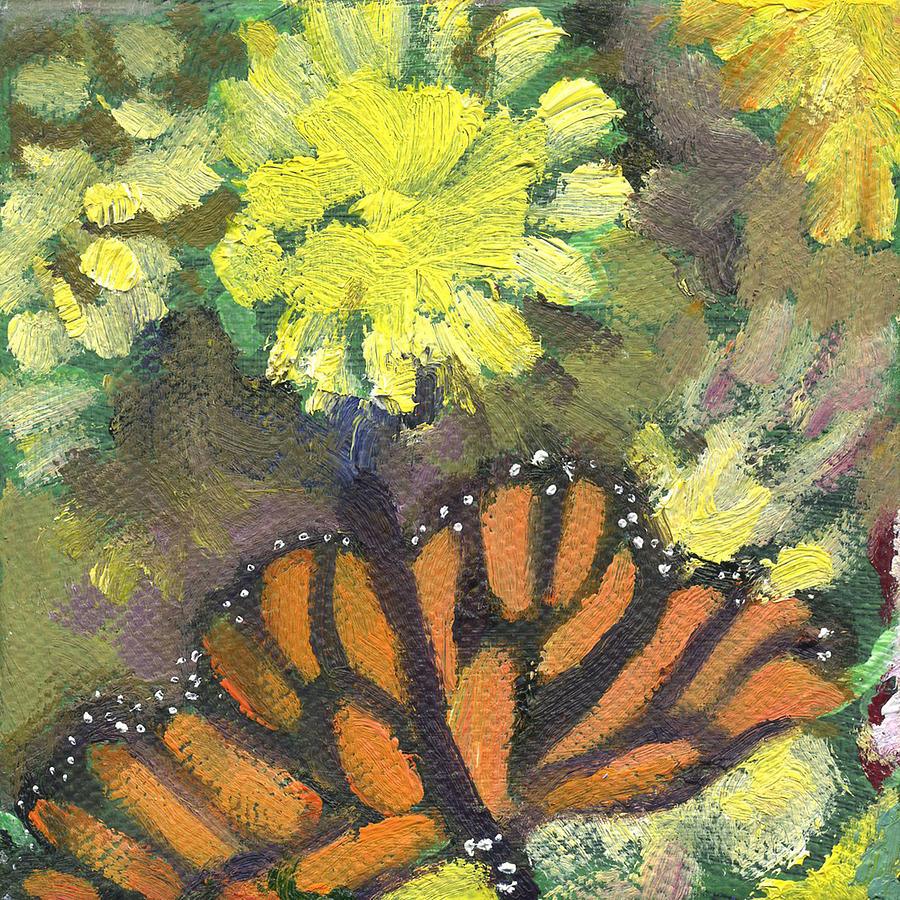 Flower and Butterfly Painting by Kathleen Barnes