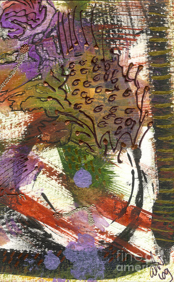 Flower and Leaves II Mixed Media by Angela L Walker