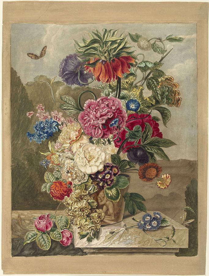 Spring Painting - Flower arrangement, Anthonie van den Bos, 1778 - 1838 b by Celestial Images